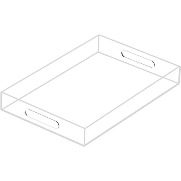 Clear Sturdy Acrylic Serving Tray with Handles 10x15x2H Inches - Picture 1 of 8